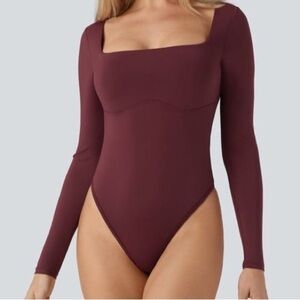 Babaton Deep Red Long Sleeve Bodysuit